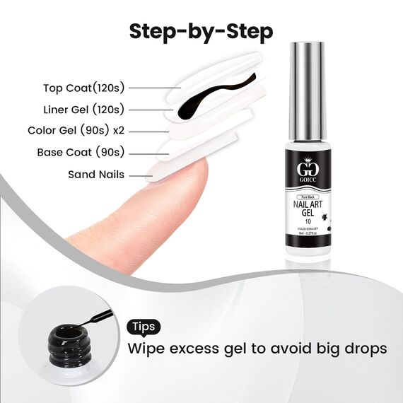 Nagellack-Set, Gel-Liner, Nagelkunst-Set für Nageldesign, Kunstfarbe für Nägel, 6 Farben, Rosa, Grün, Blau, Orange, Regenbogen, Nagellack (Gold Silber, milliliter, 16.0)