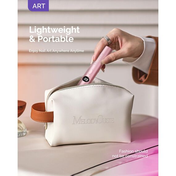 MelodySusie UV Lampe für Gelnägel, ART01R Mini Wiederaufladbar UV LED Lampe mit LCD-Display für Nägel, Tragbare Kleine UV Nagellampe mit 2 Timern, Nageltrockner für Alle UV Gel Nagellacke (Roségold)