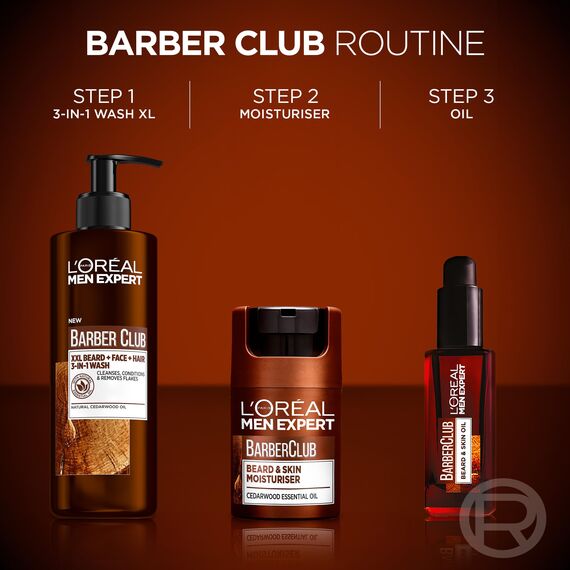 L'Oréal Men Expert XXL 3-in-1 Bartshampoo für Männer, Bartseife für Bart, Gesicht und Haar, Herren Bartpflege gegen Schuppen mit ätherischem Zedernholzöl, Barber Club, [Amazon Exclusive], 1 x 400 ml