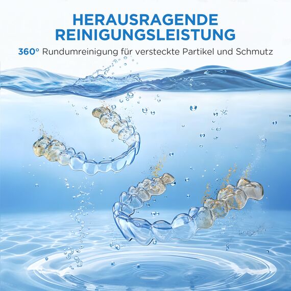 Ultraschallreinigungsgerät 45000Hz Ultraschallreiniger 200ML Dental Pod - Ultrasonic Cleaner für Zahnersatz, Retainer, Aligner Zahnschiene, Prothesen, Schmuck mit digitalem Timer Schwarz