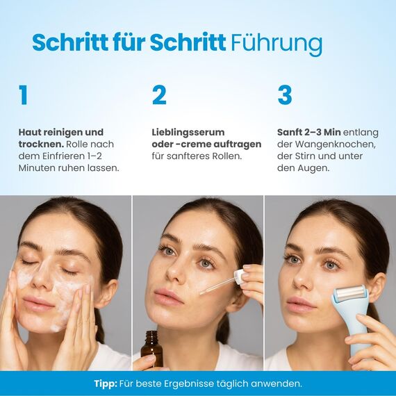 PLANTIFIQUE Ice Roller für das Gesicht – Eisroller zur Gesichtsmassage & Kühlung – Gesichtsroller gegen Schwellungen, Augenringe und Falten – Skincare Beauty Tool