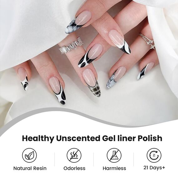 Nagellack-Set, Gel-Liner, Nagelkunst-Set für Nageldesign, Kunstfarbe für Nägel, 6 Farben, Rosa, Grün, Blau, Orange, Regenbogen, Nagellack (Gold Silber, milliliter, 16.0)