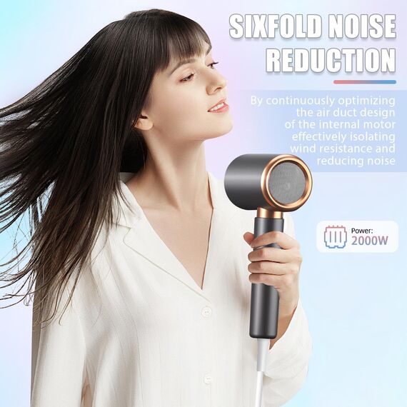 Journeyside 2000W Haartrockner Ionen, Professioneller Haartrockner mit 1 Fön Concentrators, 2 Geschwindigkeit&3Temperaturstufen, Abkühlstufe, Überhitzungsschutz, für Home-Styling