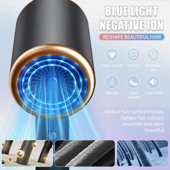 Journeyside 2000W Haartrockner Ionen, Professioneller Haartrockner mit 1 Fön Concentrators, 2 Geschwindigkeit&3Temperaturstufen, Abkühlstufe, Überhitzungsschutz, für Home-Styling