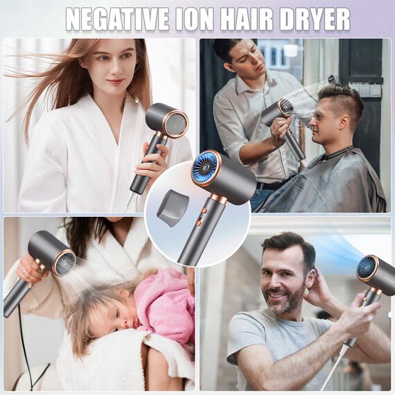 Journeyside 2000W Haartrockner Ionen, Professioneller Haartrockner mit 1 Fön Concentrators, 2 Geschwindigkeit&3Temperaturstufen, Abkühlstufe, Überhitzungsschutz, für Home-Styling
