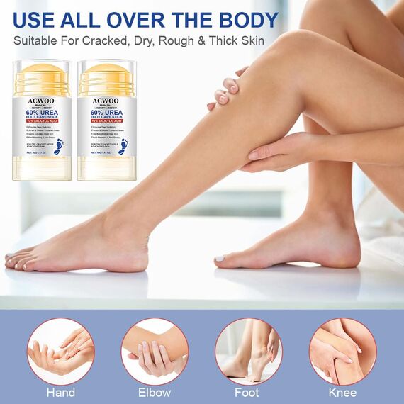 ACWOO 2pc Hydrating and Anti-Cracking Foot Cream, Urea Fußcreme 60% + 2% Salicylsäure, Fusscreme Sehr Trockene Füsse, Heel Balm lindert Juckreiz für Trockene, Rissige Füße, Fersen, Ellbogen, 40g