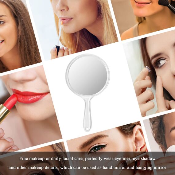 FESSOSKO Handspiegel mit Griff Doppelseitiger Spiegel 1X/3X Vergrößerung Spiegel Kosmetikspiegel Schminkspiegel Runde Form für Damen Tägliche Make-up (Grün)