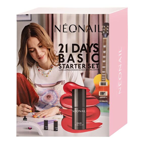 NÉONAIL Starter Set 21 Days Basic - LED UV Lampe 12W/36 - UV Nagellack - Maniküre Set - Top - Starterset mit Lampe - Sets - Nagellack Set - Farben - Base - Manicure - Nagelset