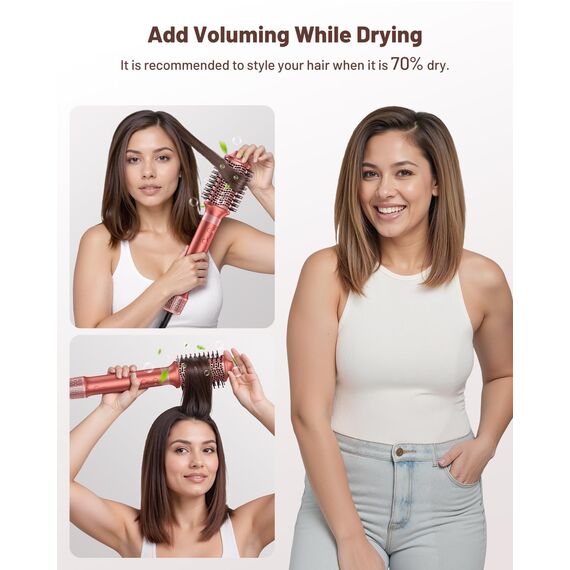 HITTIONA Airstyler 5 in 1 mit Auto Lockenstab, und High Speed Ionen Föhn, Hairstyler für Schnelltrocknend, Keine Hitzeschäden, Flauschige Locken & Seidiges Haar, mit Reisetasche