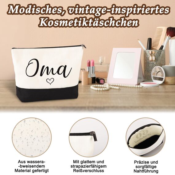 Giftota Oma Geschenk, Geschenk für Oma – Muttertagsgeschenk für Großmutter Geburtstag, Canvas Einkaufstasche & Kosmetiktasche, Grußkarte – Geschenkidee für Großmutter Geburtstag, Weihnachten Muttertag