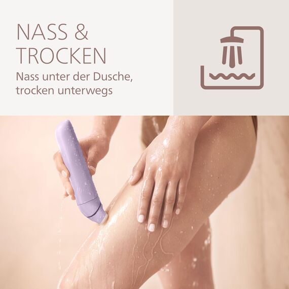 Philips Lady Shaver Series 8000 - kabelloser elektrischer Rasierer, nass und trocken, 3-Klingen-System, flexibler Scherkopf, LED-Licht, Beine/Körper/Bikinizone, 100 Min. Laufzeit, Modell BRL149/00