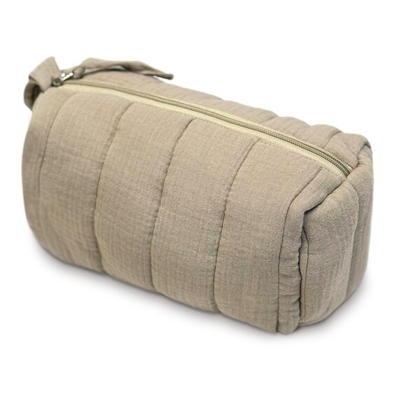Musselin Kosmetiktasche - Schminktasche ideal als Organizer für Reisen (Taupe)