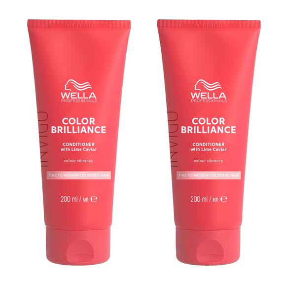Wella Professionals Invigo Color Brilliance Conditioner fine – glättende Haarspülung mit Farbschutz für gefärbtes, feines Haar – mit Vitamin E und Antioxidantien – 2er Pack (je 200 ml)