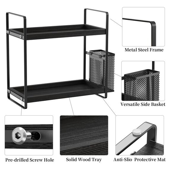 LEMIKKLE Kaffeebar-Zubehör und Kaffeetassenhalter, Küchenorganizer und -aufbewahrung, Gewürzregal-Organizer für Arbeitsplatte, Küche (Schwarz)