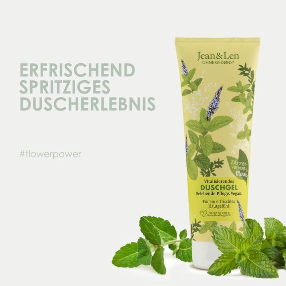 Jean & Len Vitalisierendes Duschgel Zitronenverbene & Minze, im praktischen Set, sanftes Reinigungserlebnis, frischer Duft, ohne Mikroplastik & Mineralöl, vegan shower gel, 6 x 250 ml