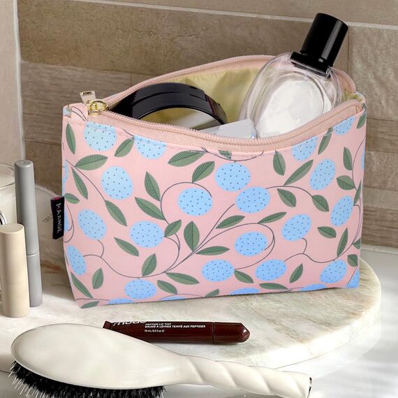 MAANGE Kleine Kosmetiktasche Blumenmuster Make-up Tasche PU-Leder Schminktasche mit Reißverschluss