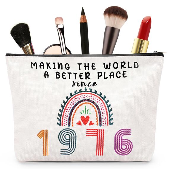 Aucuu Kosmetiktasche Damen, 49 Geburtstag Make-Up-Tasche, Schminktasche, Tragbare Makeup Bag, Mehrzweck Makeup Tasche, Geschenke für 49 Geburtstag Frauen, Tochter, Beste Freundinnen und Brautjungfern