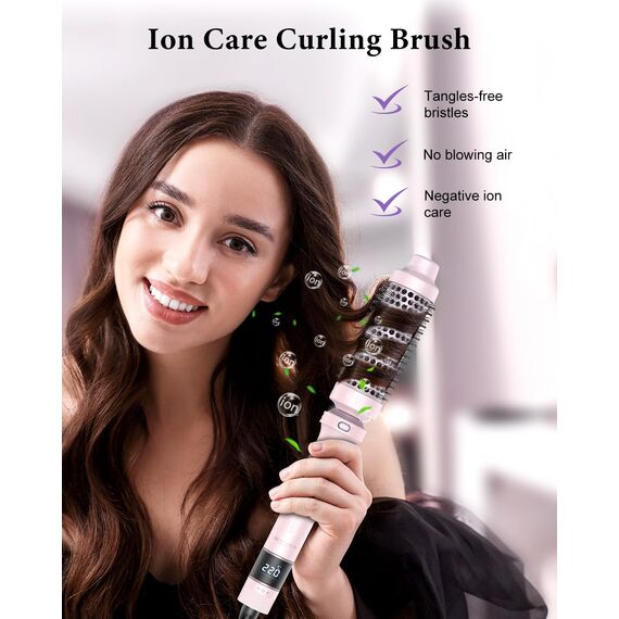 BESTOPE PRO Lockenstab, 5 in 1 Lockenstäbe Set mit Glätteisen, Thermobürste, 3 Keramische Lockeneisen (9mm- 25mm) für Große Locken, 13 Temperaturen, Hair Curler mit Hitzebest.Matte, Handschuh, Rosa