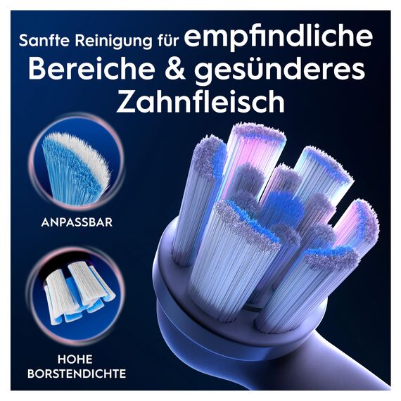 Oral-B iO Sanfte Reinigung Aufsteckbürsten — ORIGINAL Zahnbürstenaufsatz für Elektrische Oral-B iO Zahnbürsten — Ersatzbürsten, Bürstenköpfe für empfindliches Zahnfleisch & Zähne — Weiß, 10 Stück