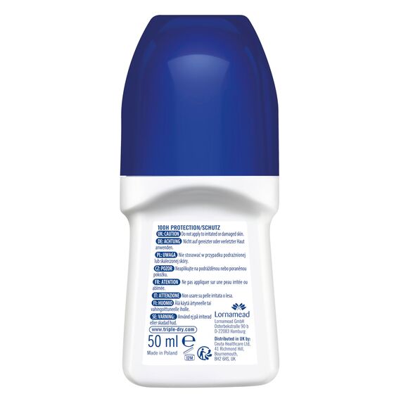 Triple Dry Anti-Transpirant Roll-On Fresh | Deoroller gegen starkes Schwitzen | Antibakterielles Deodorant für 100h Schutz | Frisch duftendes Antiperspirant | 50ml (Packung mit 4)