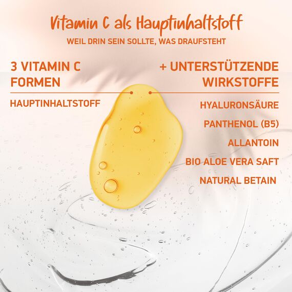 Bio-Vitamin C Serum Hochdosiert • Die 3 besten Vitamin-C-Formen + 4 Power Wirkstoffe: Hyaluronsäure, Betaine, Allantoin Panthenol • Serum Gesicht 100% natürlich, Vegan, Made in Germany