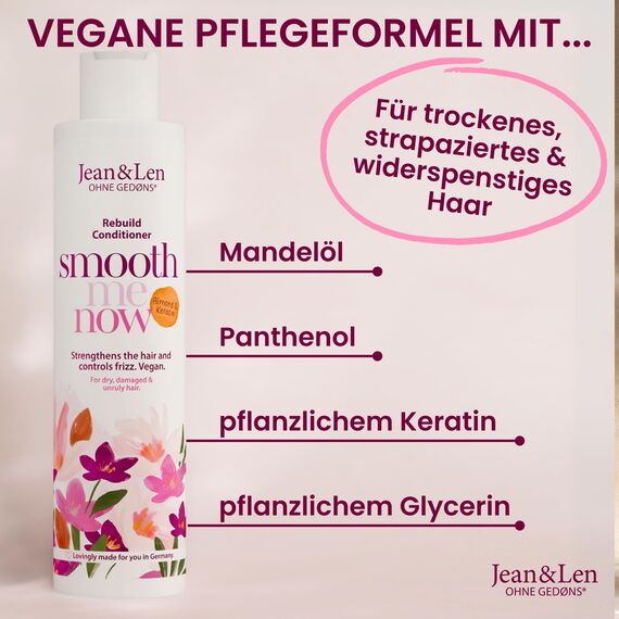 Jean & Len Conditioner Aufbau Mandel & Keratin, für trockenes & strapaziertes Haar, kräftigt das Haar, bändigt Frizz und verleiht Glanz, Haarconditioner ohne Silikone & Parabene, vegan, 300 ml