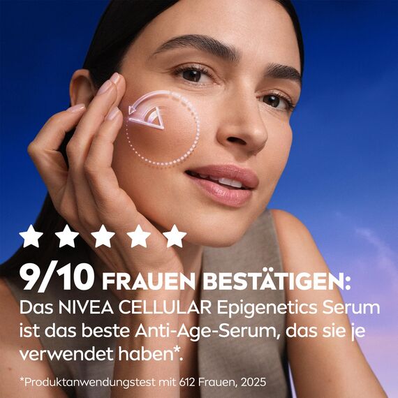 NIVEA CELLULAR Epigenetics Verjüngendes Serum mit EPICELLINE®, setzt das Hautalter in 2 Wochen zurück, revolutionäre Gesichtspflege mit 3 Arten Hyaluronsäure (15 ml)