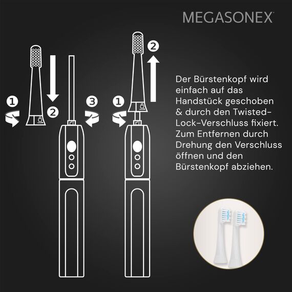 2x Megasonex Bürstenköpfe zick zack - medium