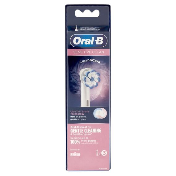 Oral-B Sensitive Clean Ersatzbürstenköpfe für elektrische Zahnbürste, Packung mit 3 Stück.