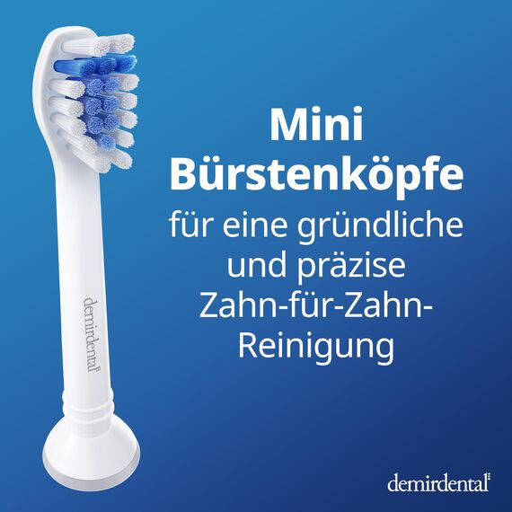 8er demirdental Mini Sensitive Aufsätze passend für Philips Sonicare Ersatzbürsten, weiche und kleine Bürstenköpfe für sensible Zähne, Weiß, entspricht HX6088