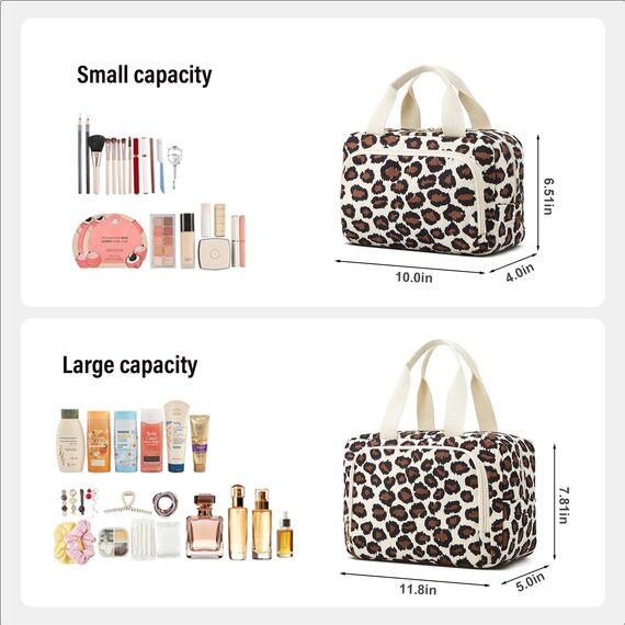 Funtlend Damen Kosmetiktasche Größe (7,8L) - Groß Cord Kulturtasche mit Tragegriff für Makeup,Toilettenartikel,Alltag & Reise(Grün,M)