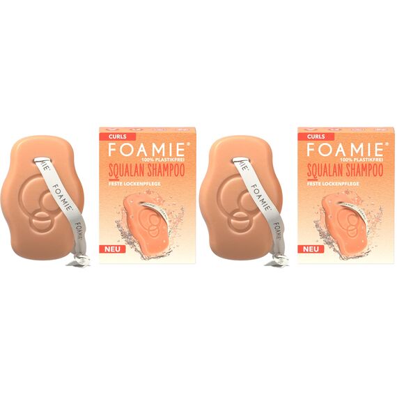 Foamie Festes Shampoo SQUALAN für Locken, Spezialisiert auf Welliges & Lockiges Haar, Fördert Gepflegtere und Definierte Locken, Perfekte Lockenpflege Formel, 80g (Packung mit 2)