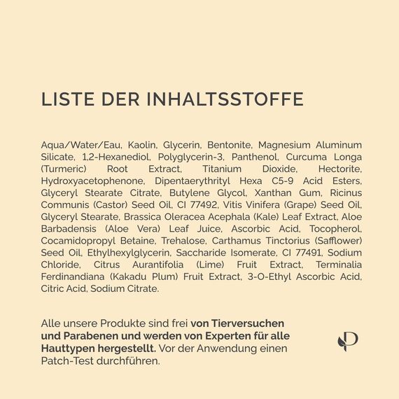 PLANTIFIQUE Koreanische Turmeric Clay Maske mit Vitamin C – Zielt auf dunkle Flecken, verfeinert die Poren, spendet Feuchtigkeit & beruhigt – Inklusive Spatel – Mascarilla de Arcilla con Cúrcuma 110g