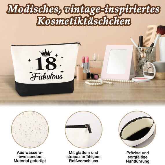 Giftota 18. Geburtstag Geschenk Mädchen – Vintage 2008 Canvas Einkaufstasche Tragetasche & Kosmetiktasche Set mit Grußkarte – 18. Geburtstagsgeschenk für Tochter, Schwester oder Nichte für Frauen