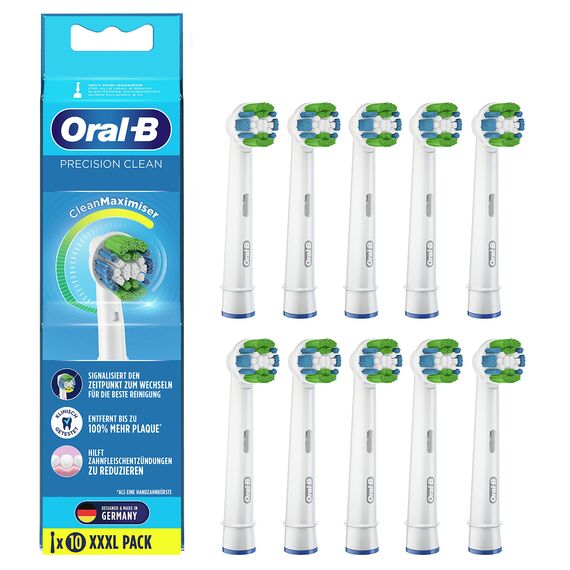 Oral-B Precision Clean Aufsteckbürsten für elektrische Zahnbürste, 10 Stück, mit CleanMaximiser-Borsten für optimale Zahnpflege, Zahnbürstenaufsatz für Oral-B Zahnbürsten
