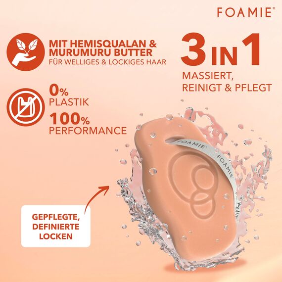 Foamie Festes Shampoo SQUALAN für Locken, Spezialisiert auf Welliges & Lockiges Haar, Fördert Gepflegtere und Definierte Locken, Perfekte Lockenpflege Formel, 80g (Packung mit 2)