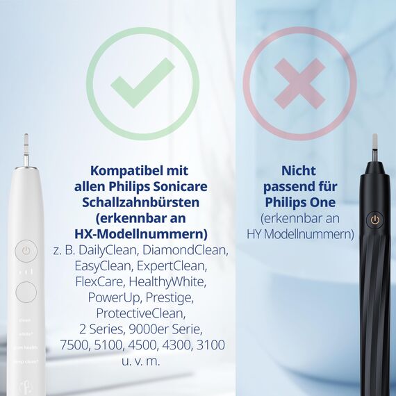 8er demirdental Mini Sensitive Aufsätze passend für Philips Sonicare Ersatzbürsten, weiche und kleine Bürstenköpfe für sensible Zähne, Weiß, entspricht HX6088