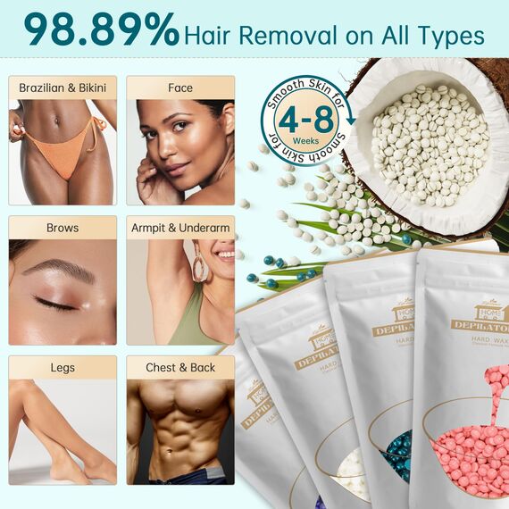 Lifestance Waxing Set - Mintgrün L3 Wax Maschine zur Wachs Haarentfernung mit Grobes Haar und Hin Flaum, heisswachs haarentfernung für Bikini-Bereich, Augenbrauen, Achselhöhle, Gesicht, Beine