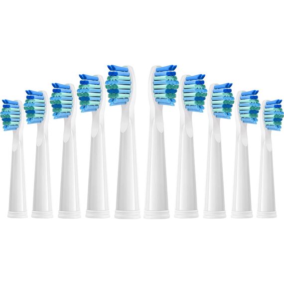 10 Stück Ersatzbürsten kompatibel mit Fairywill D7/D8/FW507/FW508/FW551/FW2011/FW917/FW959/FW515/Seago SG-E9 Elektrische Zahnbürste Weiche Borsten Ersatzkopf (Weiß 10)