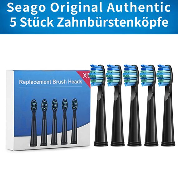 5 Stück Ersatzbürsten Kompatibel mit Fairywill Fairy Will Schallzahnbürste D7/D8/507/508/551/515/2011/917/959 Zahnbürste Aufsätz Aufsteckbürsten Mittel Weich Borste (Schwarz Bürstenkopf)
