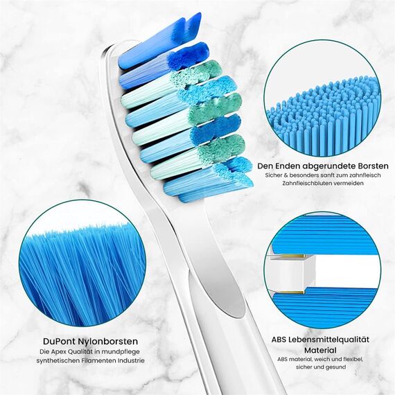 10 Stück Ersatzbürsten kompatibel mit Fairywill D7/D8/FW507/FW508/FW551/FW2011/FW917/FW959/FW515/Seago SG-E9 Elektrische Zahnbürste Weiche Borsten Ersatzkopf (Weiß 10)