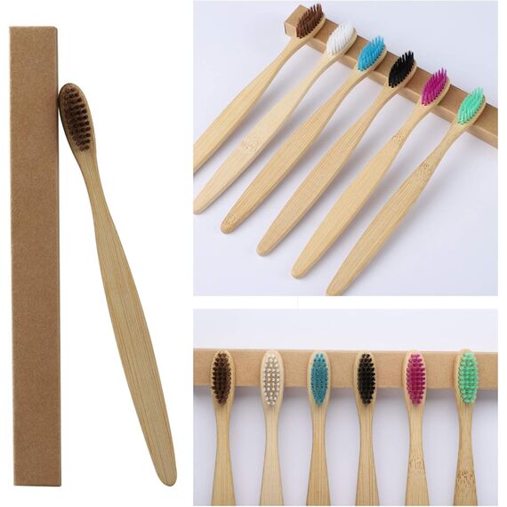 GeekerChip Zahnbürste aus Bambus, 10 Farben, weiche Naturborsten, umweltfreundlich und 100% biologisch abbaubar