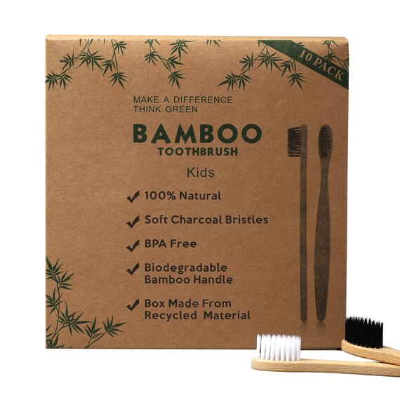 GeekerChip 10 Stück Bambus-Zahnbürsten für Kinder, 10 Farben, Bambuszahnbürste, weiche Naturborsten, umweltfreundlich und biologisch abbaubar