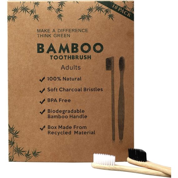 GeekerChip Zahnbürste aus Bambus, 10 Farben, weiche Naturborsten, umweltfreundlich und 100% biologisch abbaubar