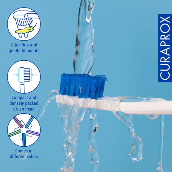 Curaprox CS 5460 Ultraweiche Zahnbürste - Zahn- und Zahnfleischpflege für Erwachsene/Superweiche Curen®-Borsten für sanfte Reinigung/Weiß-Blau, Einzelpackung/Hergestellt in der Schweiz