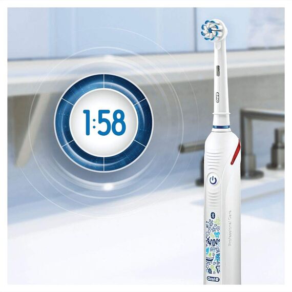 Oral-B Junior Smart Elektrische Zahnbürste/Electric Toothbrush für Kinder ab 6 Jahren, 3 Putzmodi & Bluetooth-App für Zahnpflege, Designed by Braun, weiß