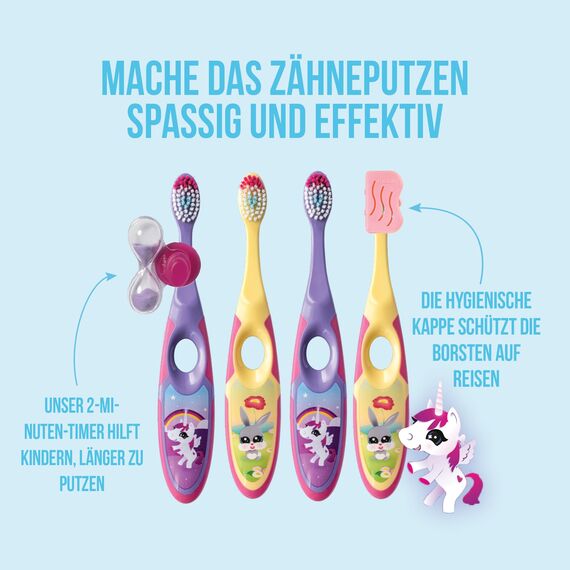 Jordan ® | Step 2 Zahnbürste Kinder | Kinder zahnbürste für 3-5 Jahre | Weiche Borsten, doppelter ergonomischer Griff & BPA-frei | Lila und Gelb | Pack 2 Einheiten