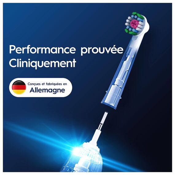 Oral-B Pro 3D White Elektrische Zahnbürstenköpfe, X-förmige Borsten und Einzigartiger Polierbecher für Zahnaufhellung und zum Entfernen von Oberflächenflecken, 8 Stück Zahnbürstenköpfe, Weiß