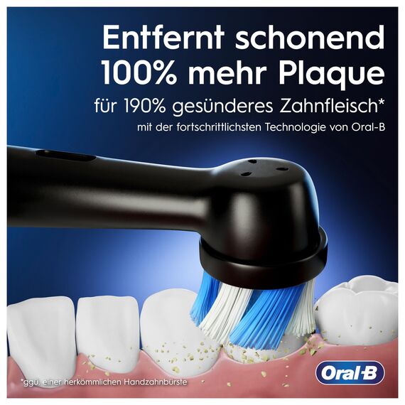Oral-B iO Series 7 Plus Edition Elektrische Zahnbürste/Electric Toothbrush, Inkl. 3 Aufsteckbürsten, 5 Putzmodi für Zahnpflege, Reiseetui, Designed by Braun, Schwarz