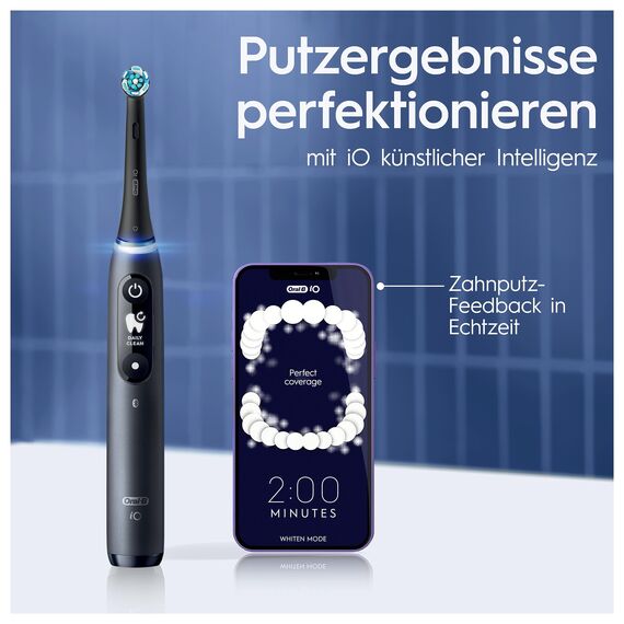 Oral-B iO Series 7 Plus Edition Elektrische Zahnbürste/Electric Toothbrush, Inkl. 3 Aufsteckbürsten, 5 Putzmodi für Zahnpflege, Reiseetui, Designed by Braun, Schwarz